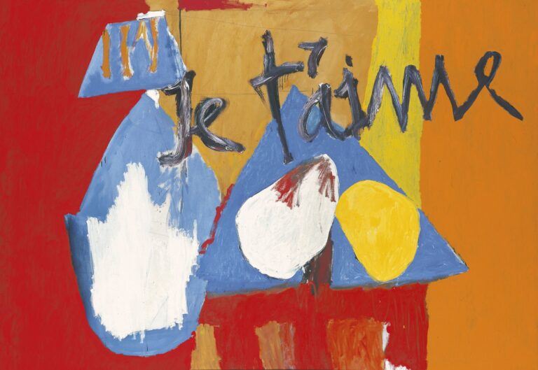 Je t’aime No. IV, 1955–1957. Oil and charcoal on canvas, 70 1/8 x 100 inches (178.1 x 254 cm)