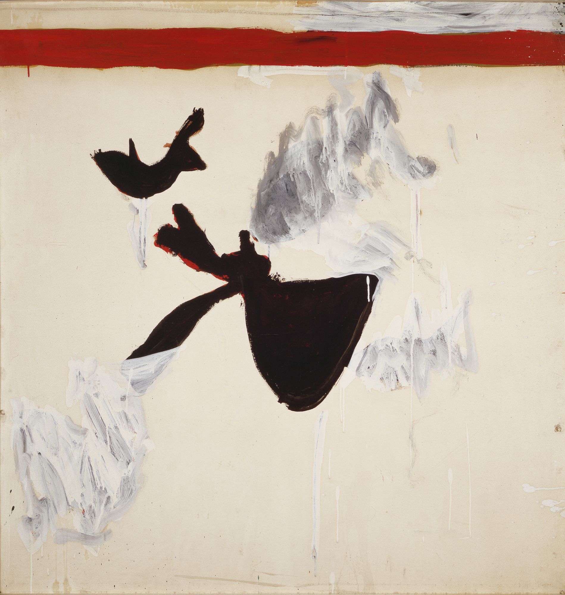 Fishes with Red Stripe, 1952. Oil on paper mounted on board, 42 ½ x 41 ¼ inches (108 x 104.8 cm)