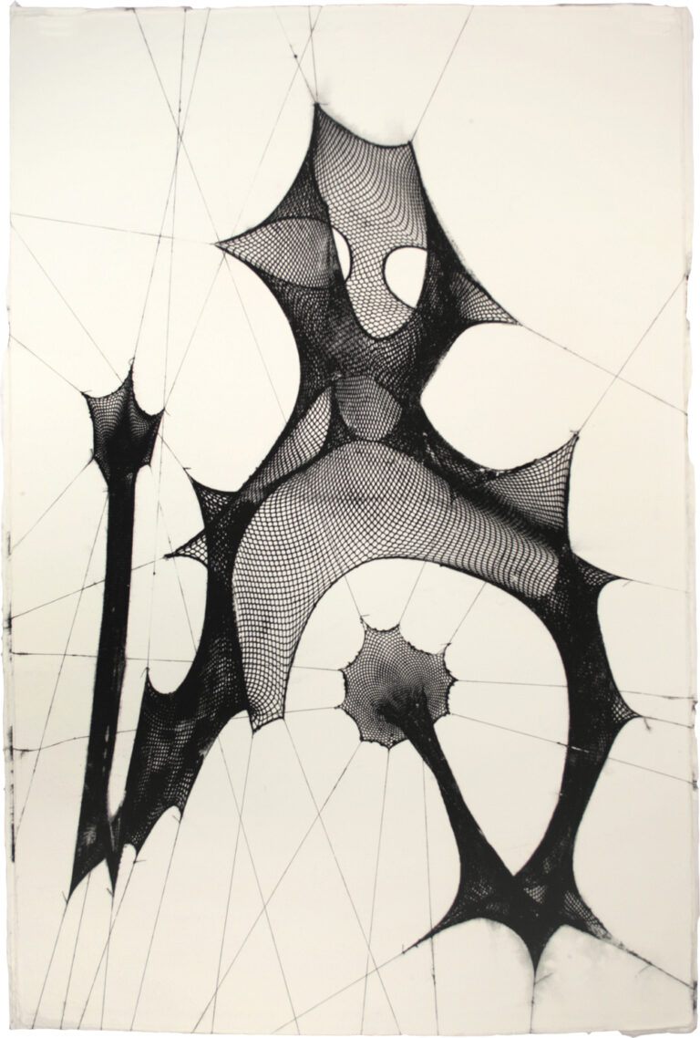 An illlustration of netting being stretched in many directions