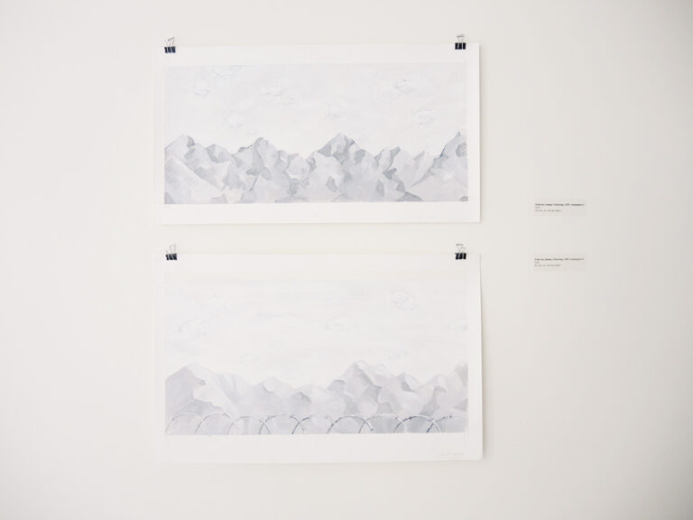 Two paintings of mountains