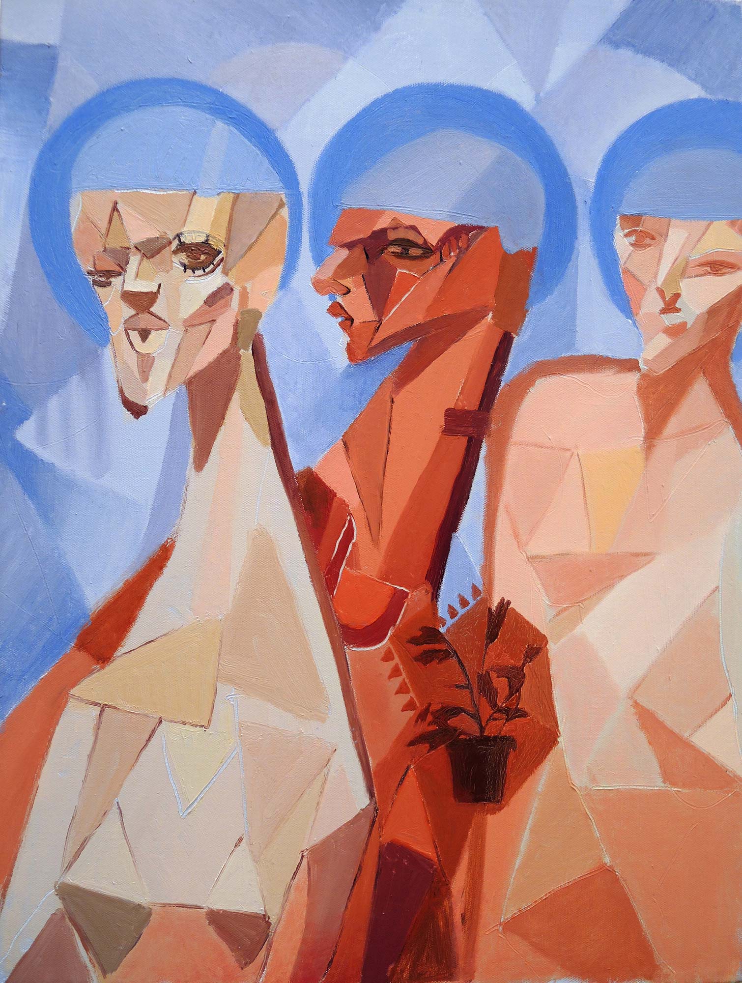 A painting of three geometric figures