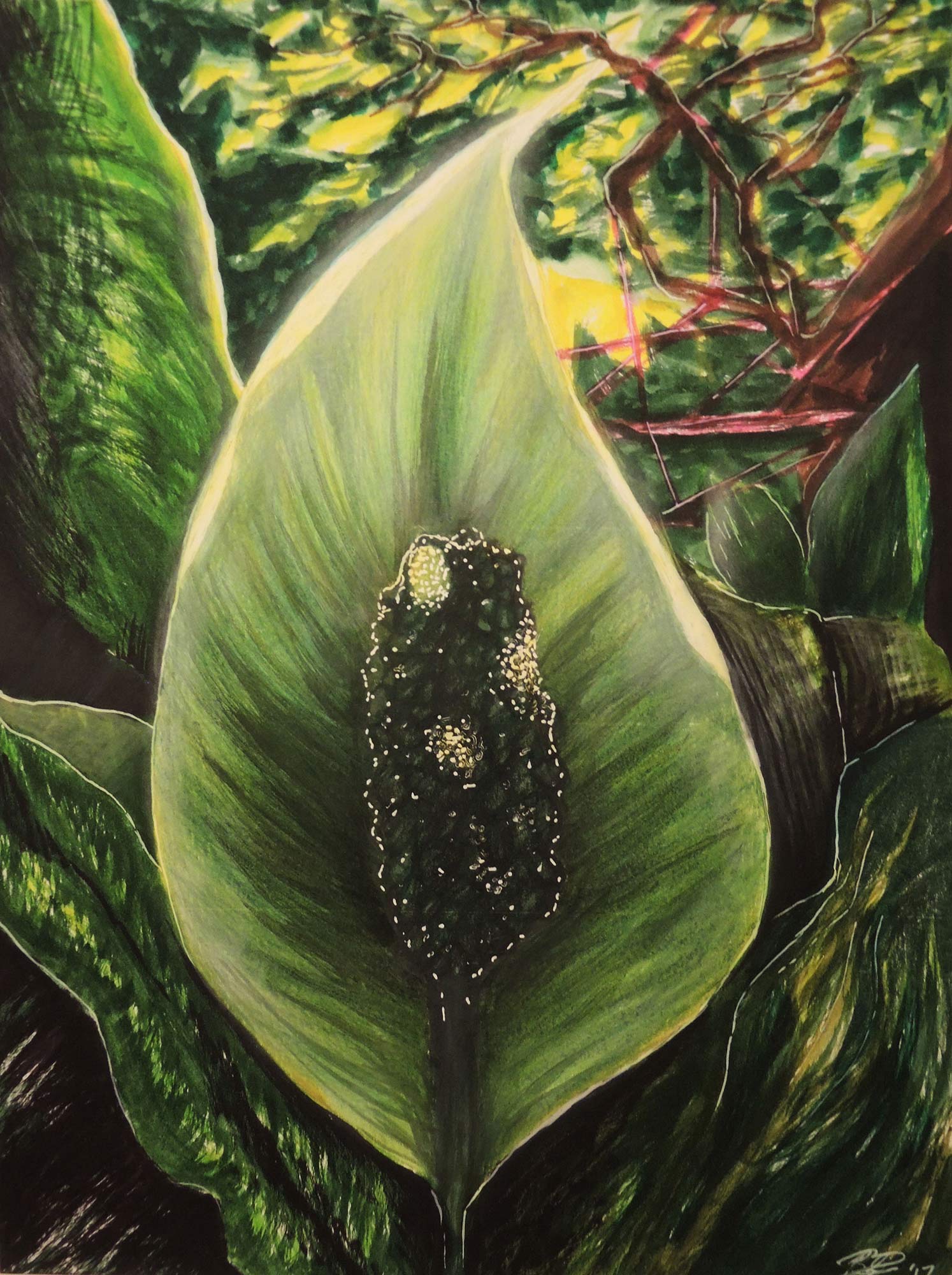 A painting of a leaf