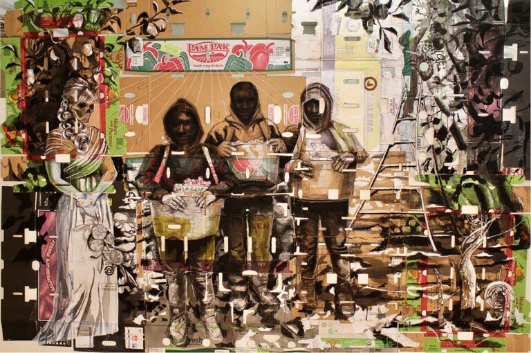A Family Portrait
2016
Ink, Gouache, and Charcoal on Unfolded Produce Cardboard Boxes
72 x 108 Inches