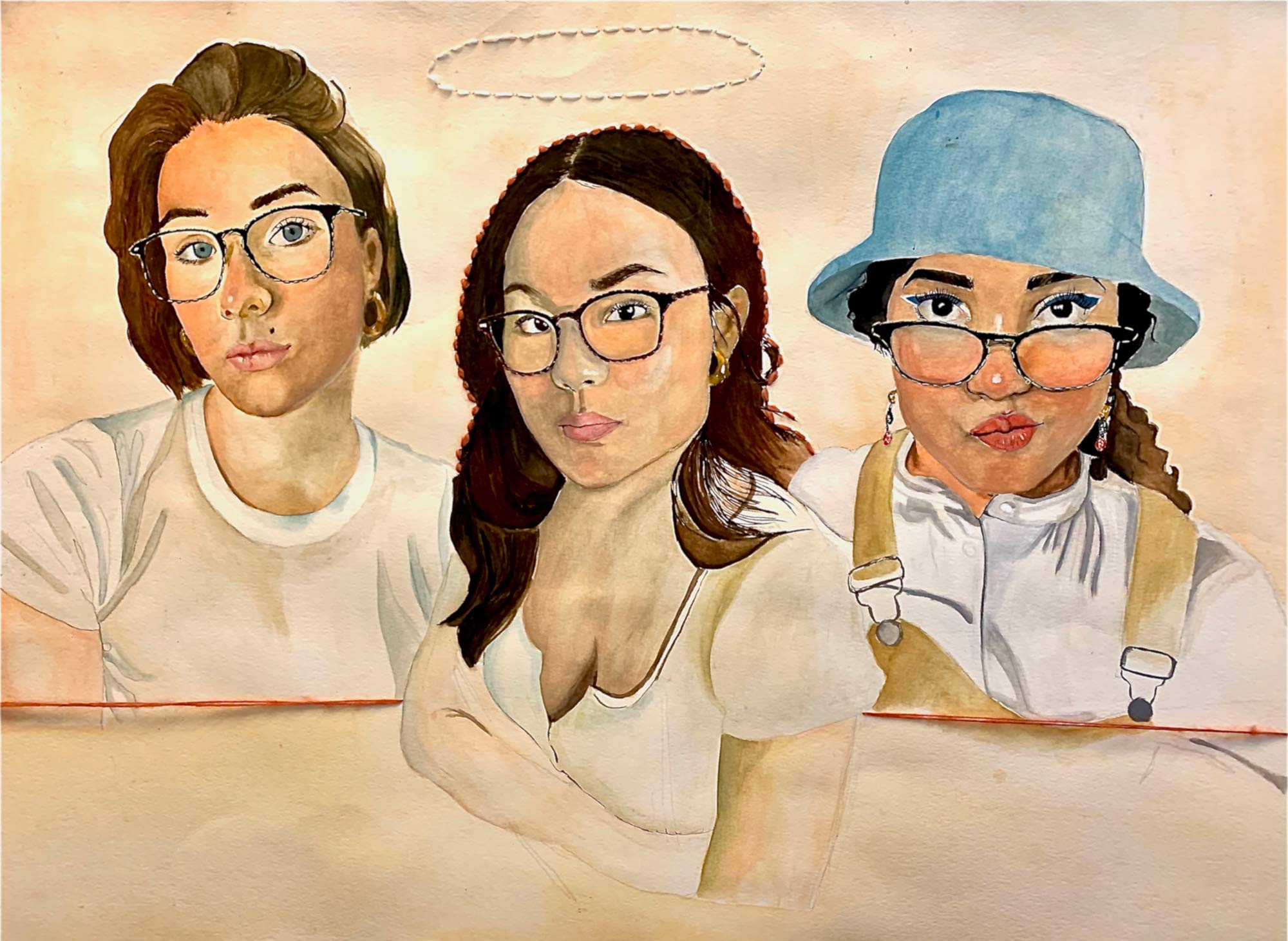 A painting of three women