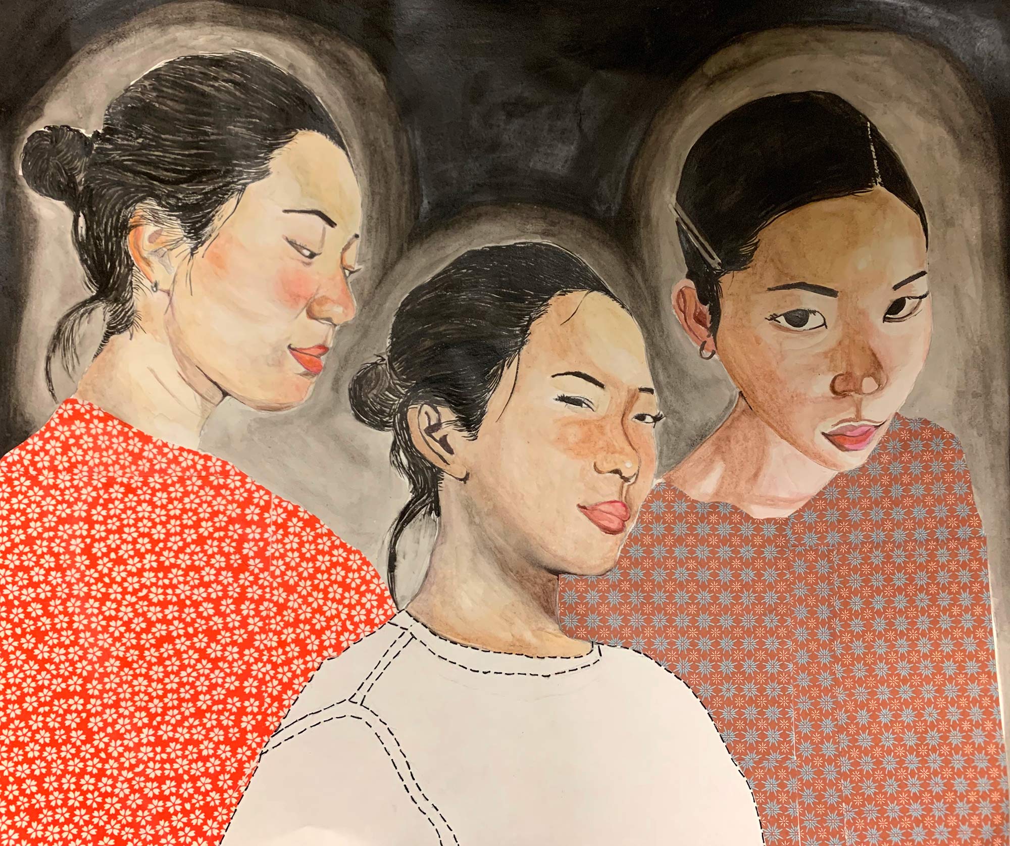 A painting of three woman