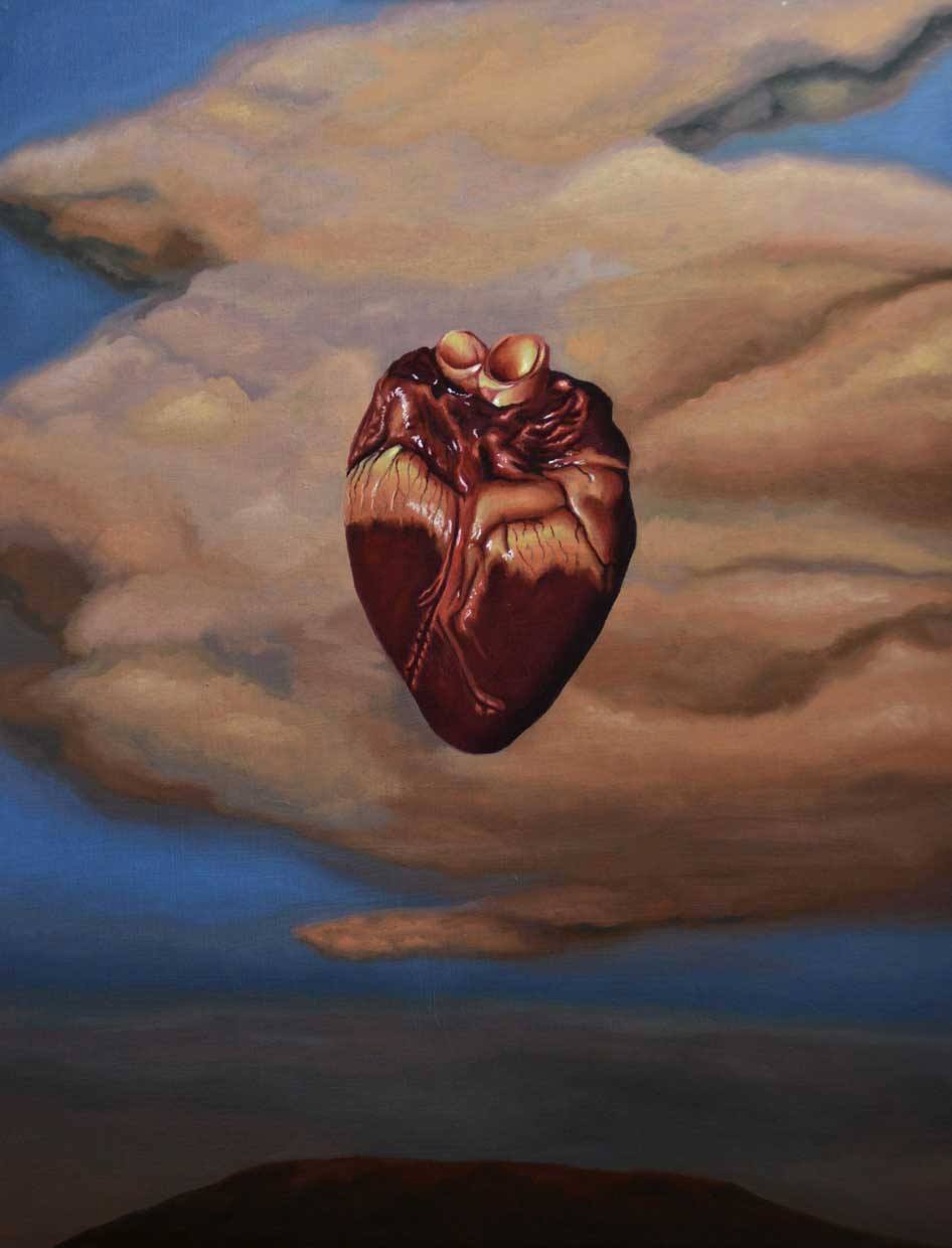 A heart in front of a sky