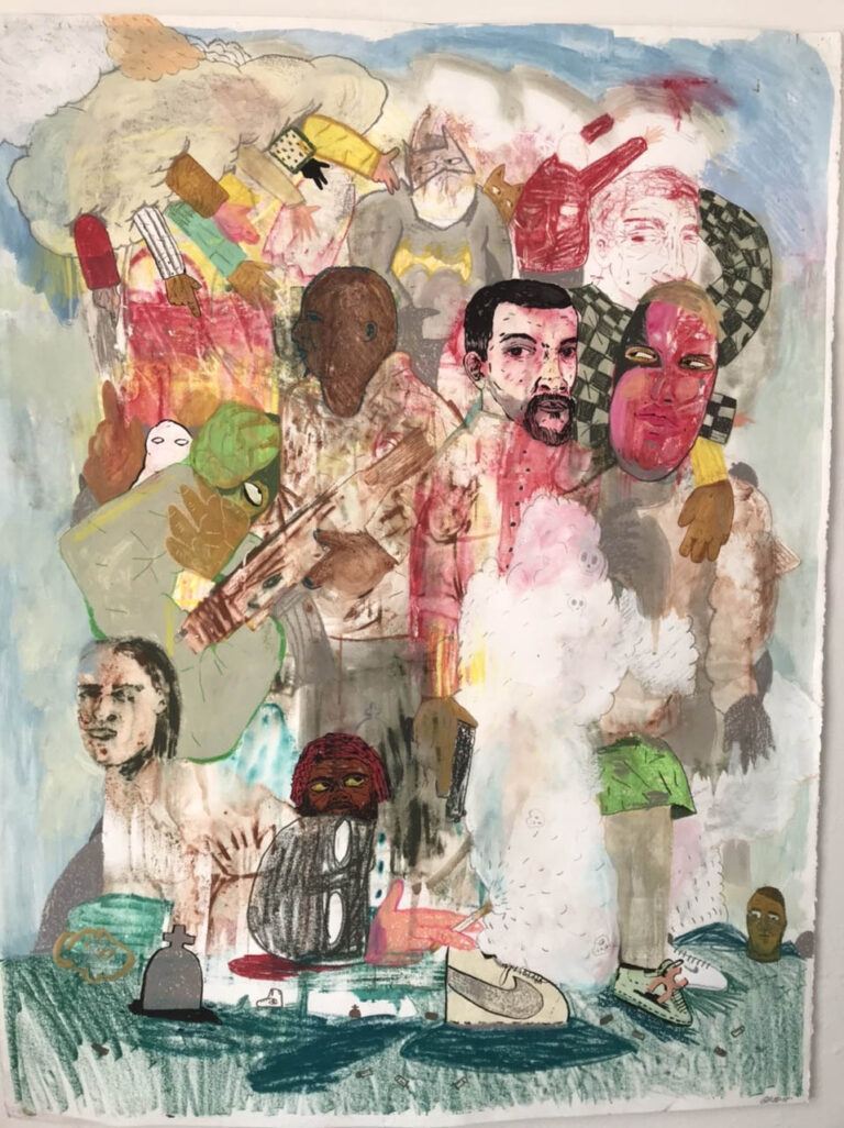 Peace Treaty on Myrtle and Union, 2019, water media on paper, 40 x 30 in.