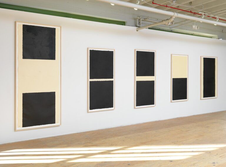 An installation image featuring art by Richard Serra