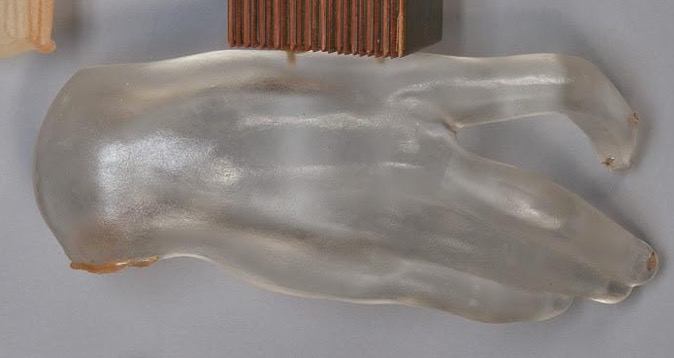 Transparent sculpture of a hand