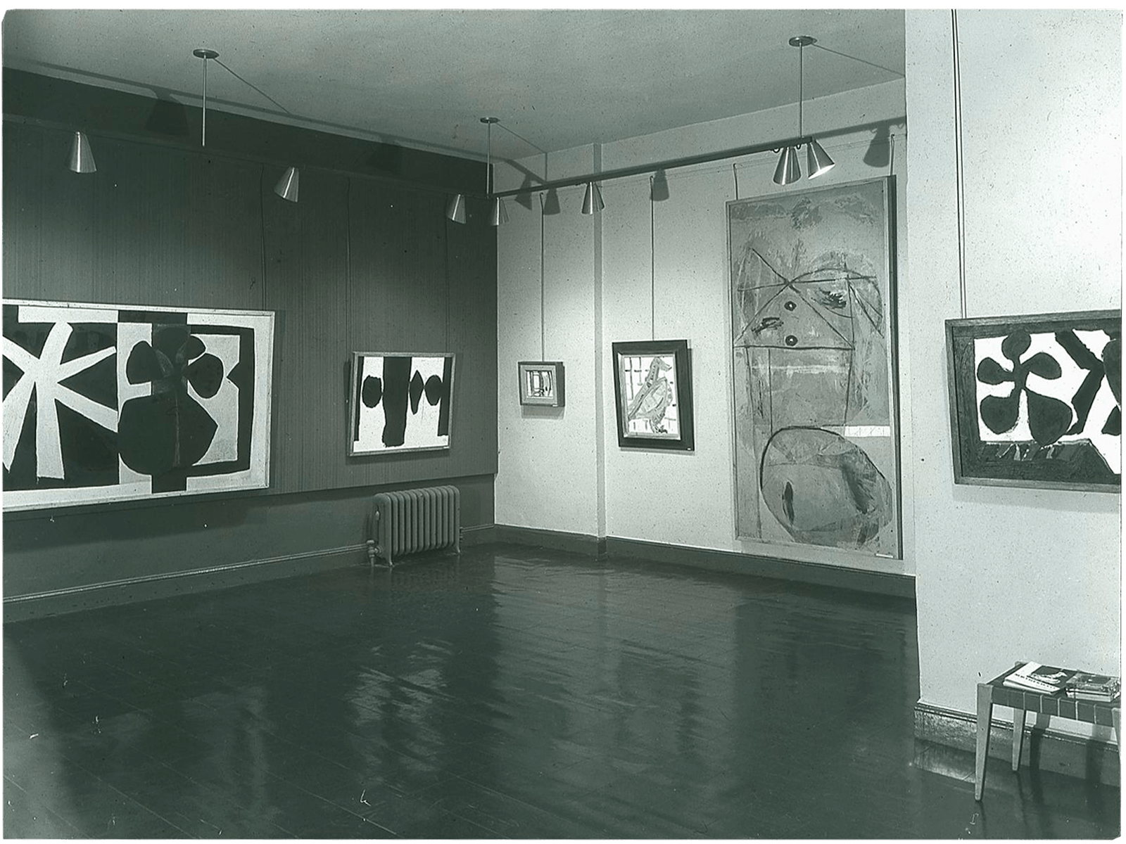 Installation view of "Robert Motherwell: Paintings, Drawings and Collages" at Samuel M. Kootz Gallery, New York, 1952