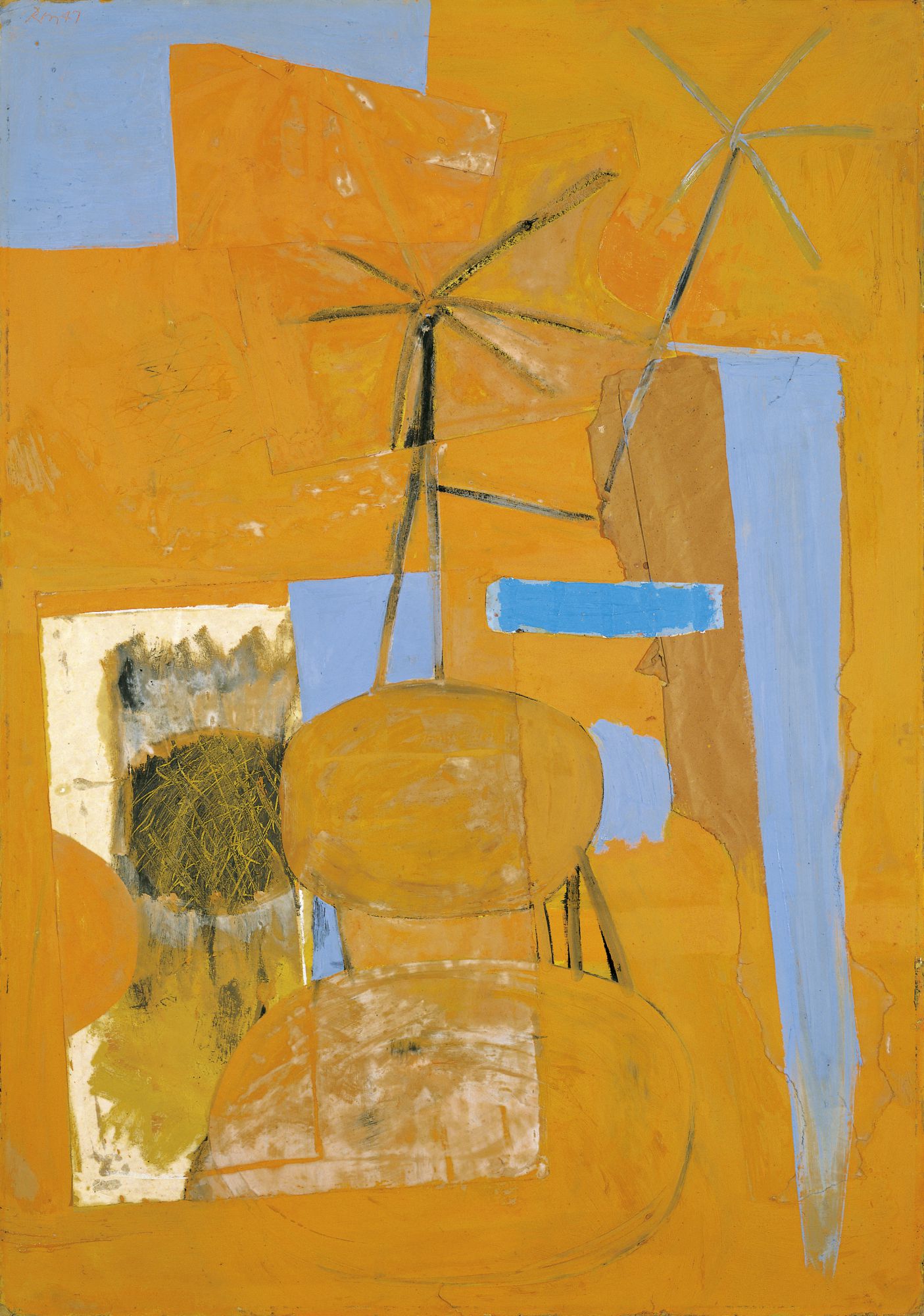 The Poet, 1947. Oil and pasted papers on board, 55 3/8 x 39 1/8 inches (140.7 x 99.4 cm)