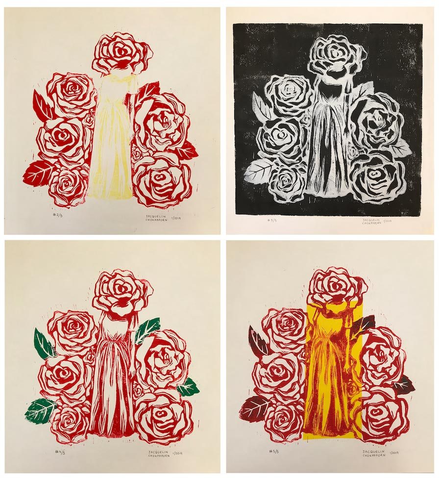 Four floral prints