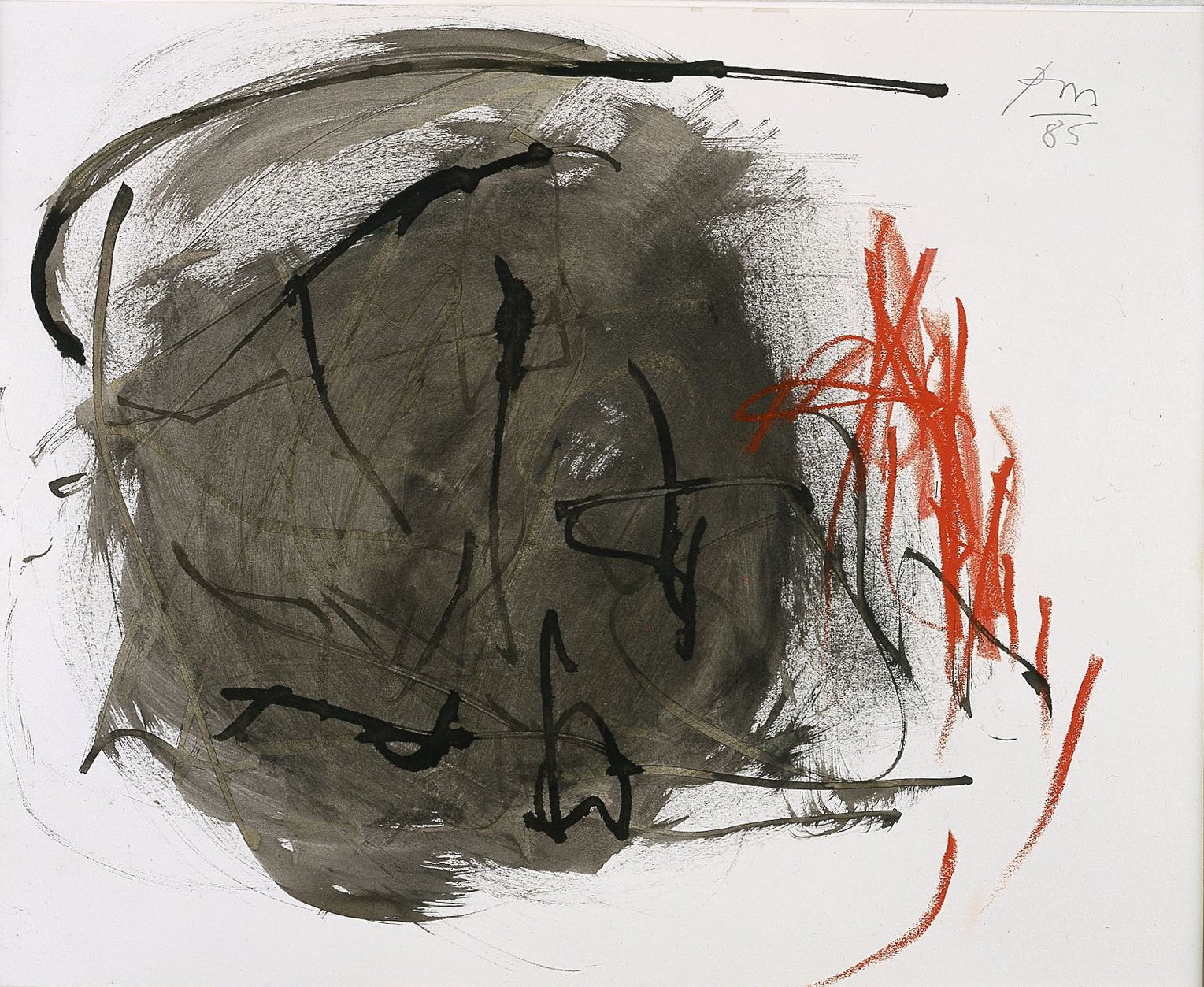Untitled (Wash and Line Drawing), 1985, ink, ink wash, and crayon on paper, 10 7/8 ✕ 13 5/8 in. (27.6 ✕ 34.6 cm)