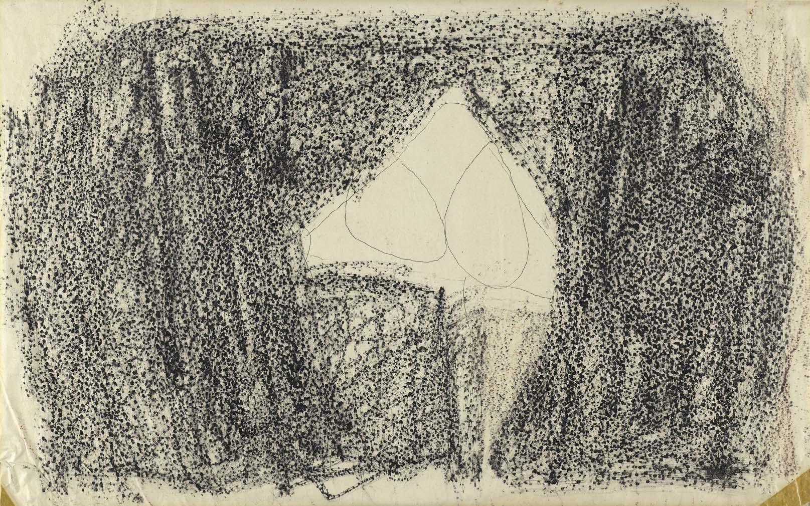Madrid No. 1, 1958. Crayon and ink on paper, 15 1/8 x 24 inches (38.4 x 61 cm)