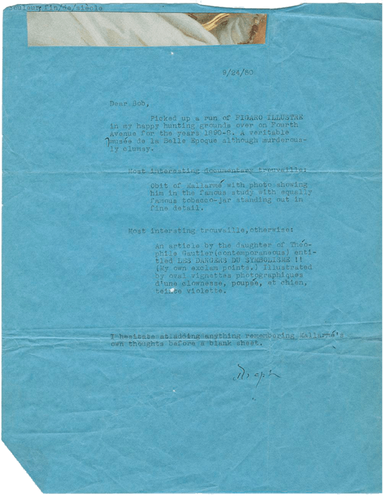 Letter from Joseph Cornell to Robert Motherwell, 1950