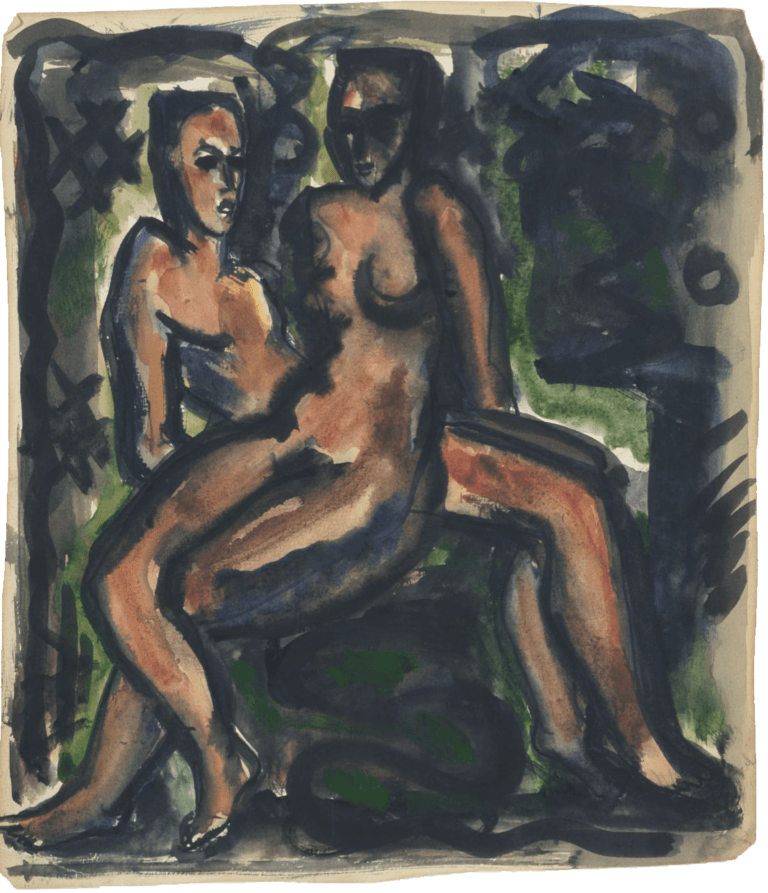 Untitled (Two Nudes), ca. 1939, Gouache, ink, and graphite on paper, 12 1/4 ✕ 10 3/4 in. (31.1 ✕ 27.3 cm)