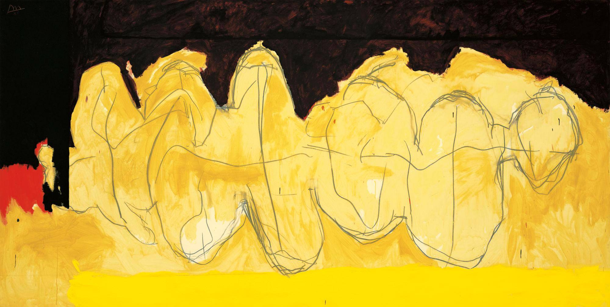 The Hollow Men, 1983. Acrylic, charcoal, and graphite on canvas, 88 x 176 inches (223.5 x 447 cm)