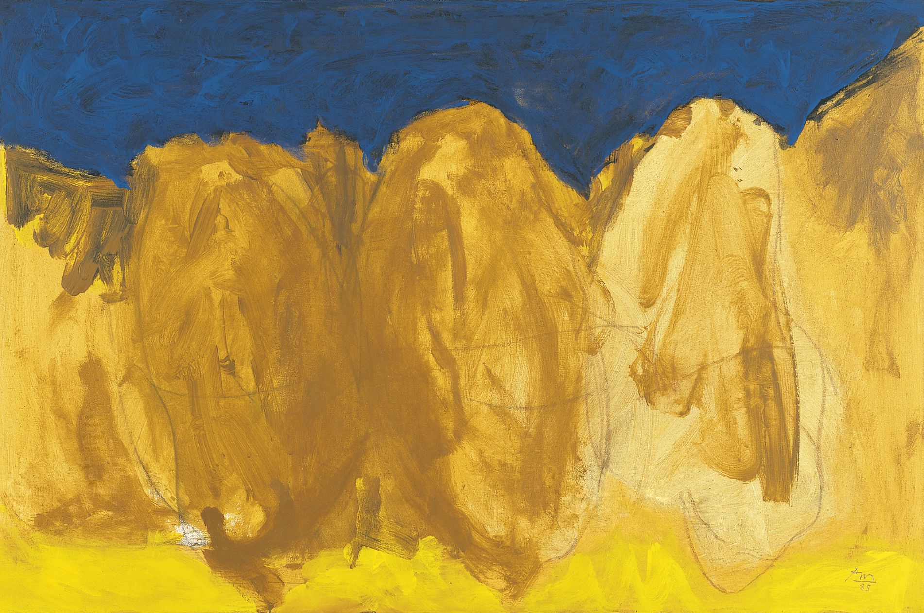 Hollow Men Study (Trio V), 1985. Acrylic, conté crayon, and graphite on canvas, 24 x 36 inches (61 x 91.4 cm)