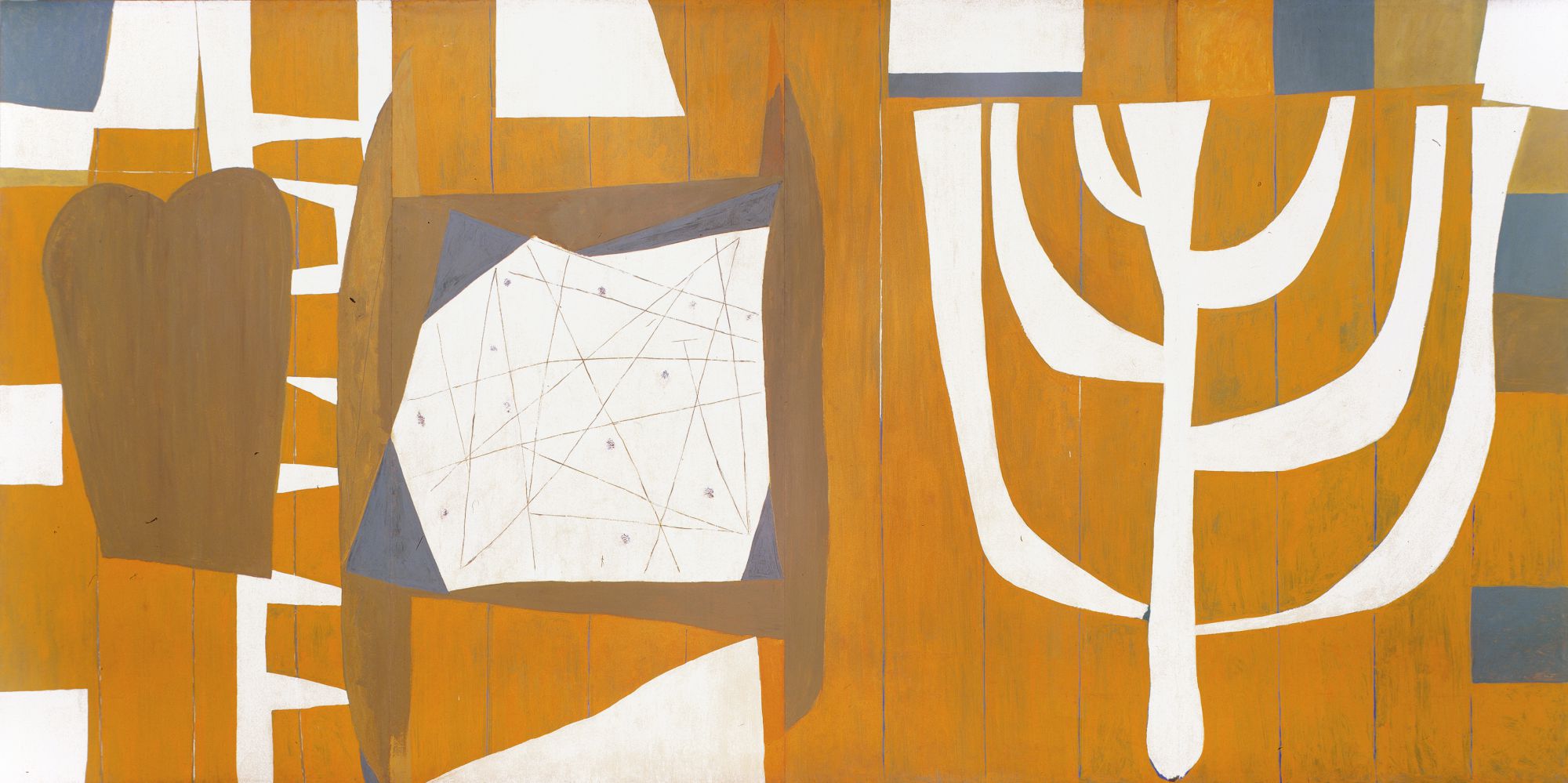 Wall of the Temple, 1951, oil on Masonite, 96 ✕ 192 in. (243.8 ✕ 487.7 cm)
