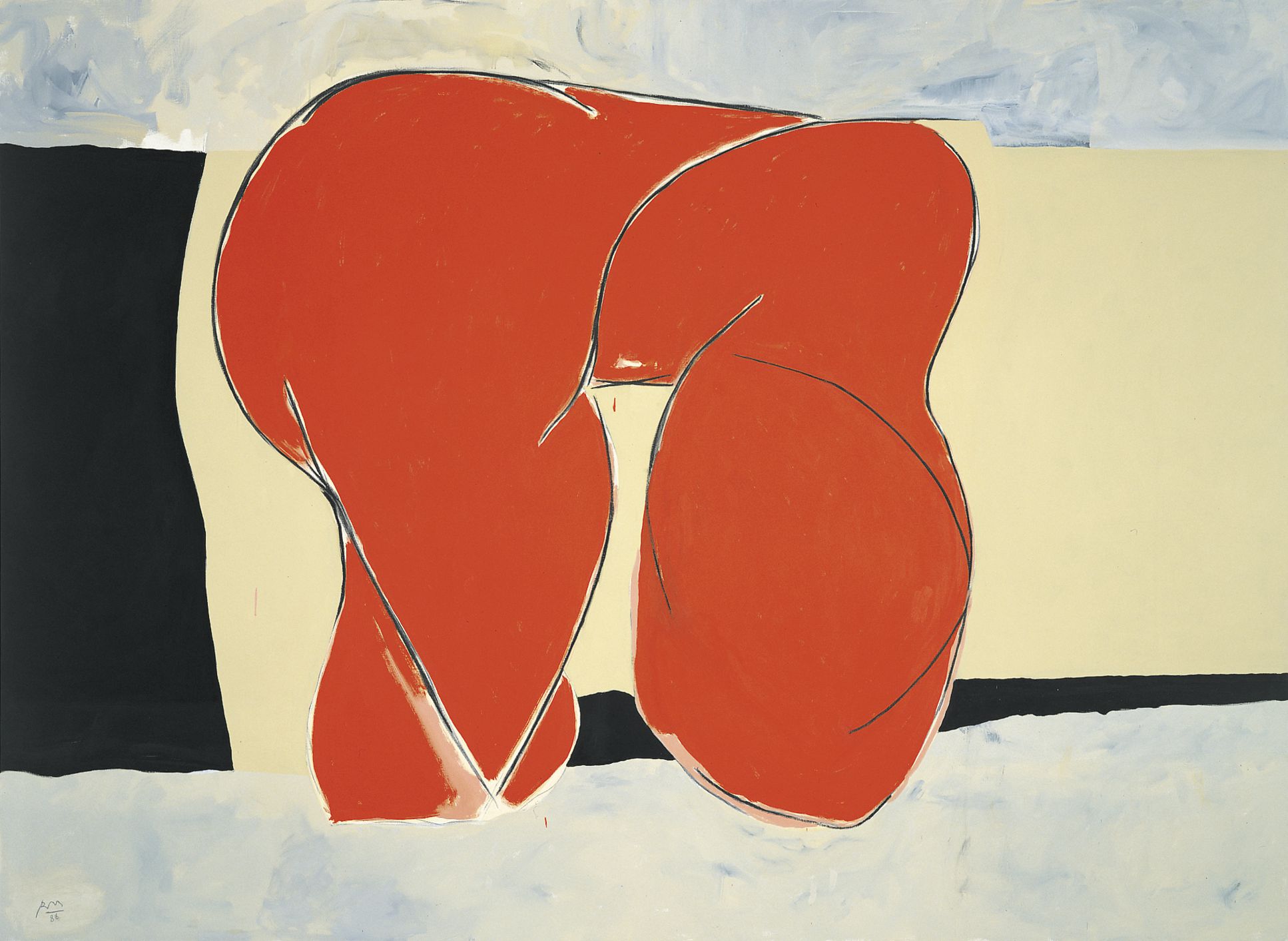 The Feminine II, 1988. Acrylic and charcoal on canvas, 88 x 120 inches (222.5 x 304.8 cm)