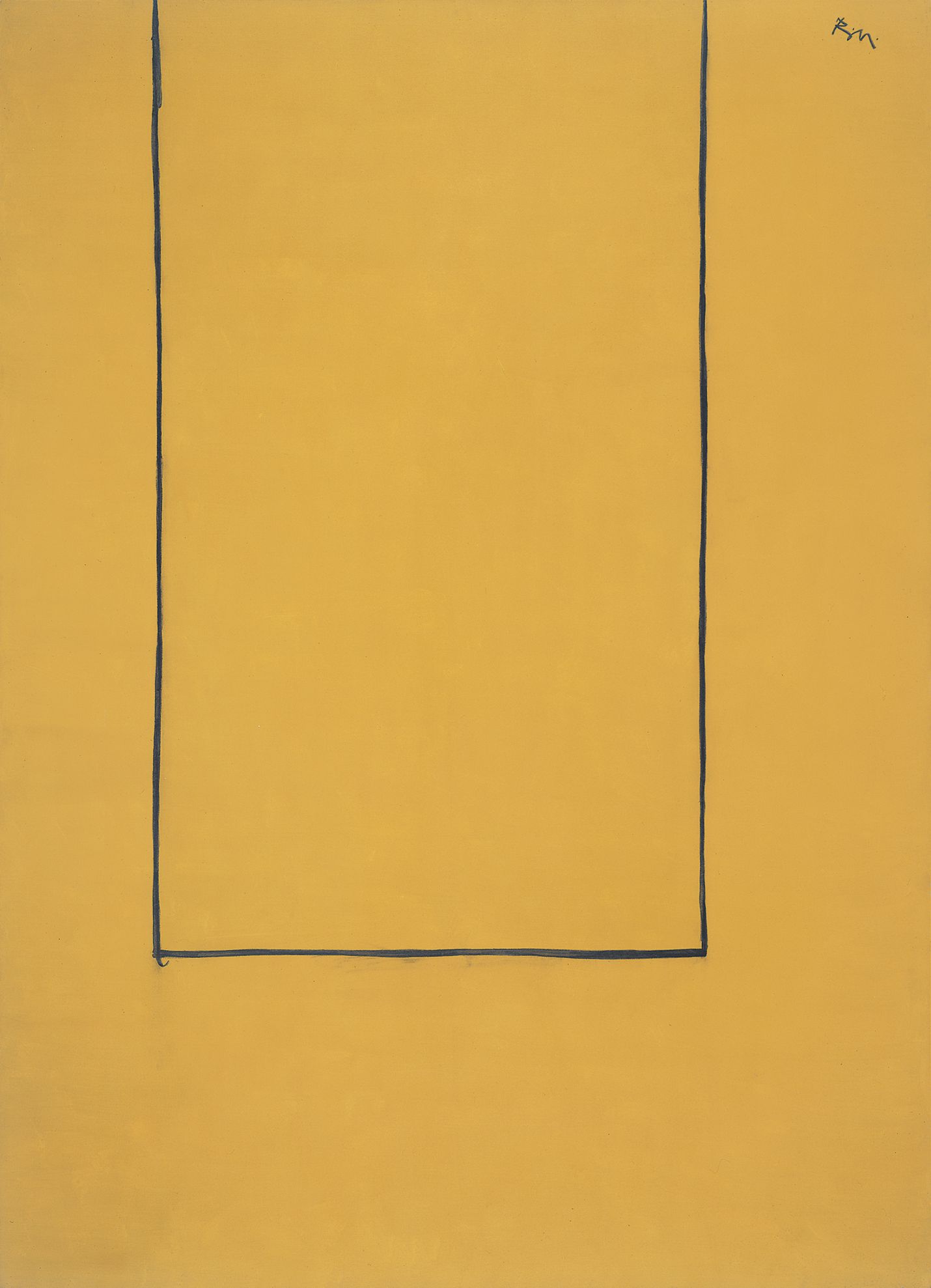 Open No. 14: In Ochre with Charcoal Line, 1967. Acrylic and charcoal on canvas, 114 x 69 inches (289.6 x 175.3 cm)