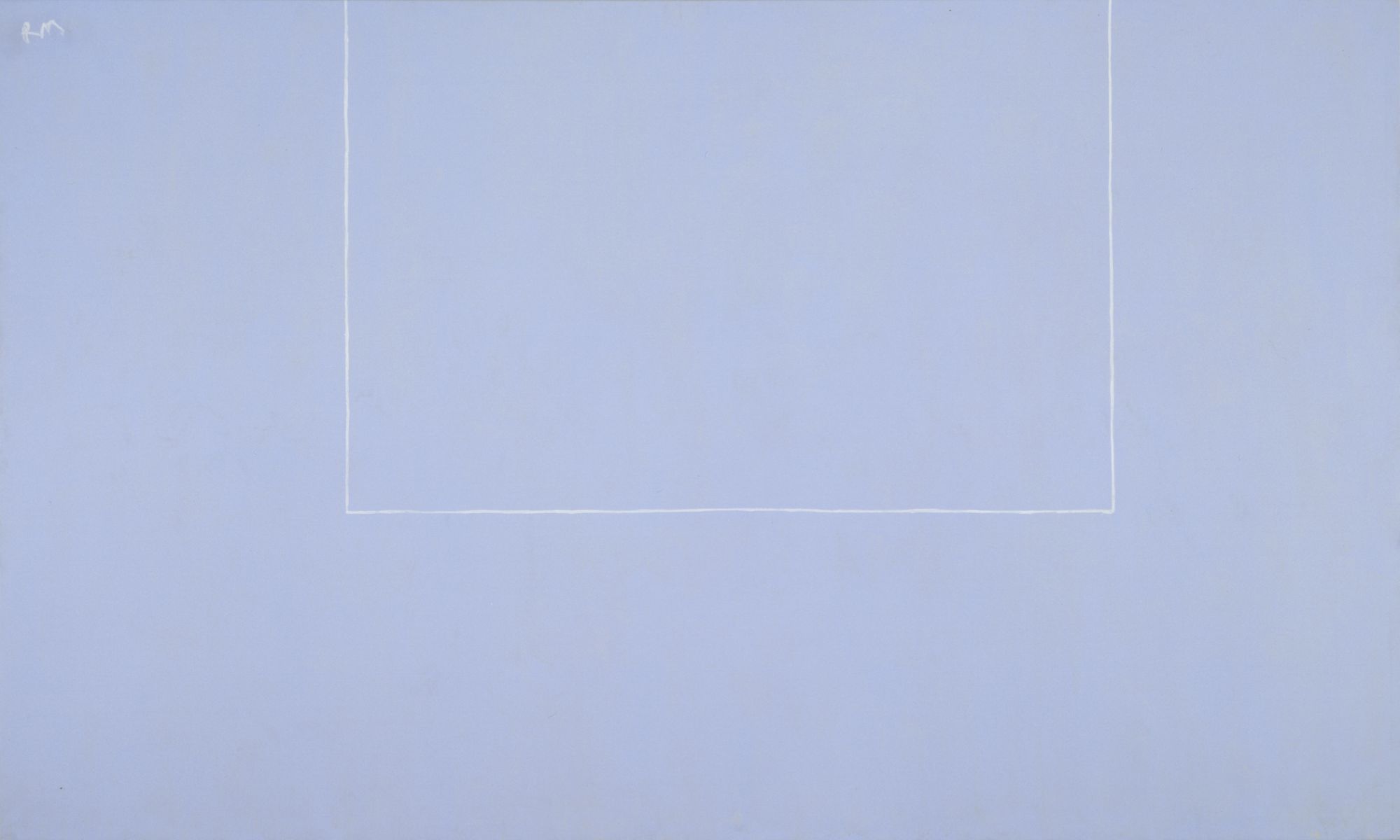 Open No. 15: In Cerulean Blue with White Line, 1968. Acrylic on canvas, 85 ½ x 143 ¾ inches (217.2 x 365.1 cm)