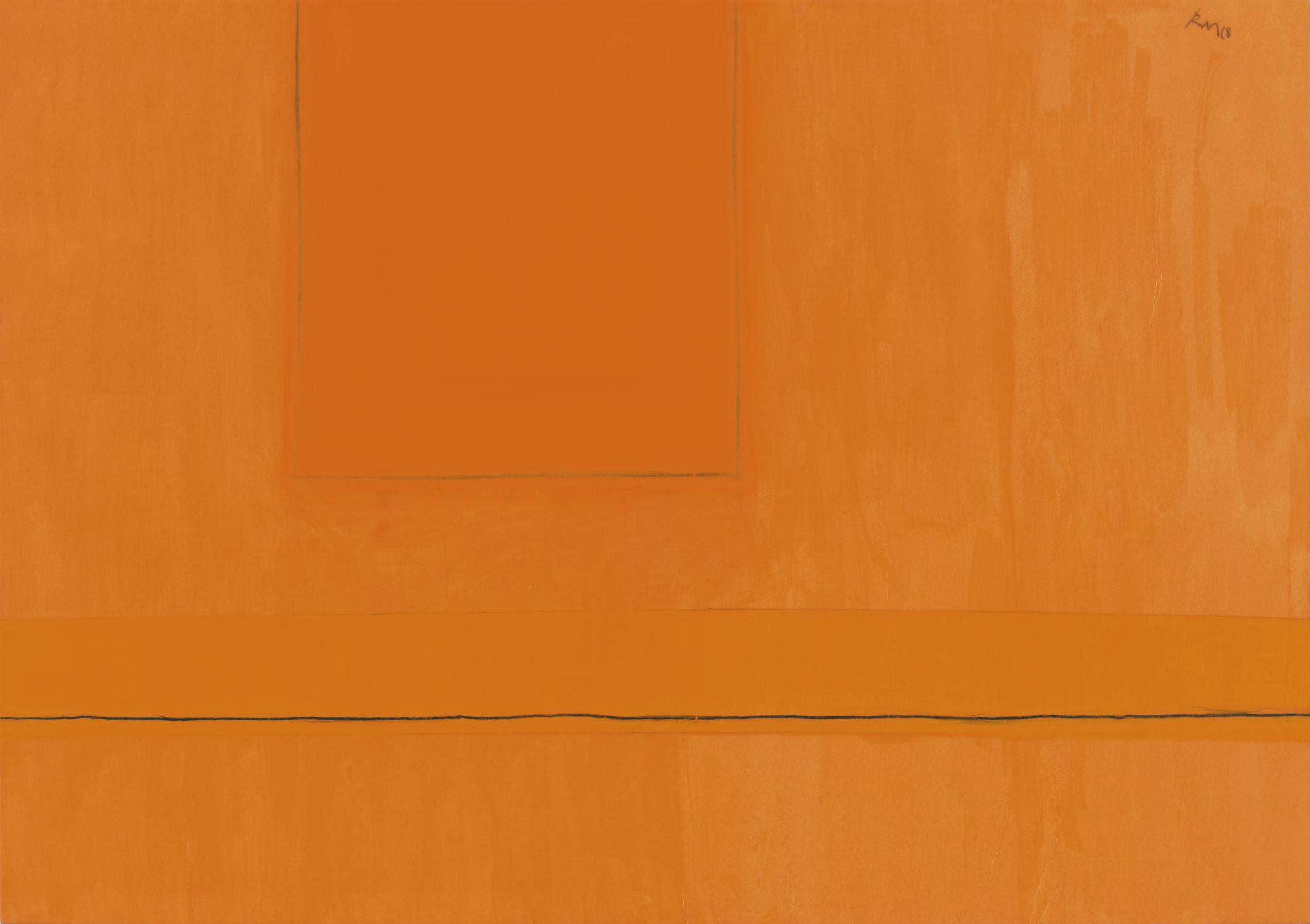 Open No. 24: In Variations of Orange, 1968. Acrylic and charcoal on canvas, 81 x 108 ¼ inches (205.7 x 275 cm)