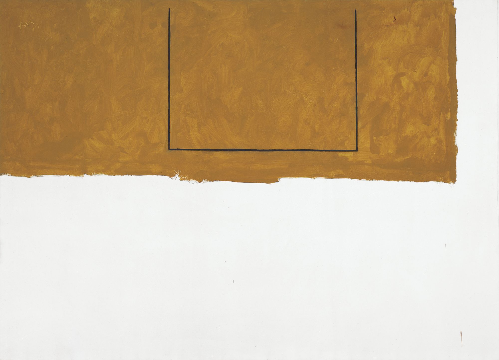 Open No. 111: Big White and Ochre, 1969, acrylic and charcoal on canvas, 93 ✕ 129 in. (236.2 ✕ 327.7 cm)