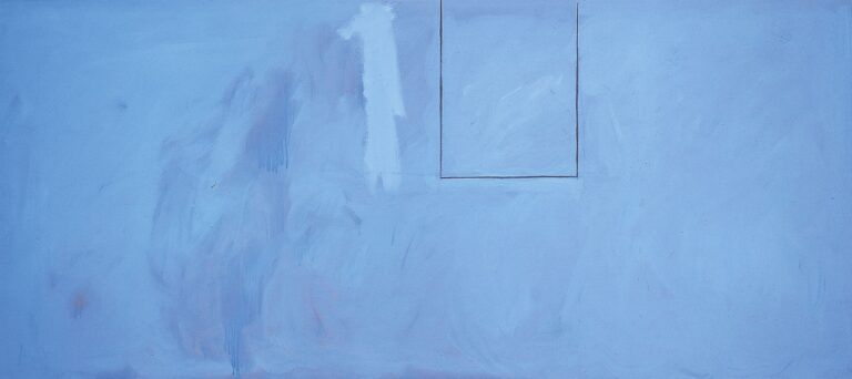 Summer Open with Mediterranean Blue, 1974, acrylic and charcoal on canvas, 48 ✕ 108 in. (121.9 ✕ 274.3 cm)