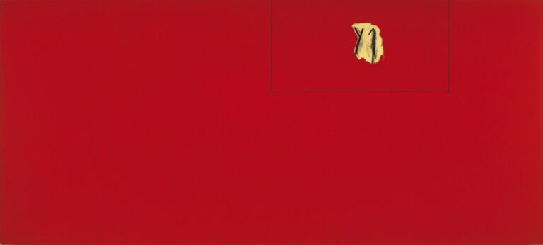 Phoenician Red Studio, 1977, acrylic and charcoal on canvas, 86 ✕ 192 in. (218.4 ✕ 487.7 cm)