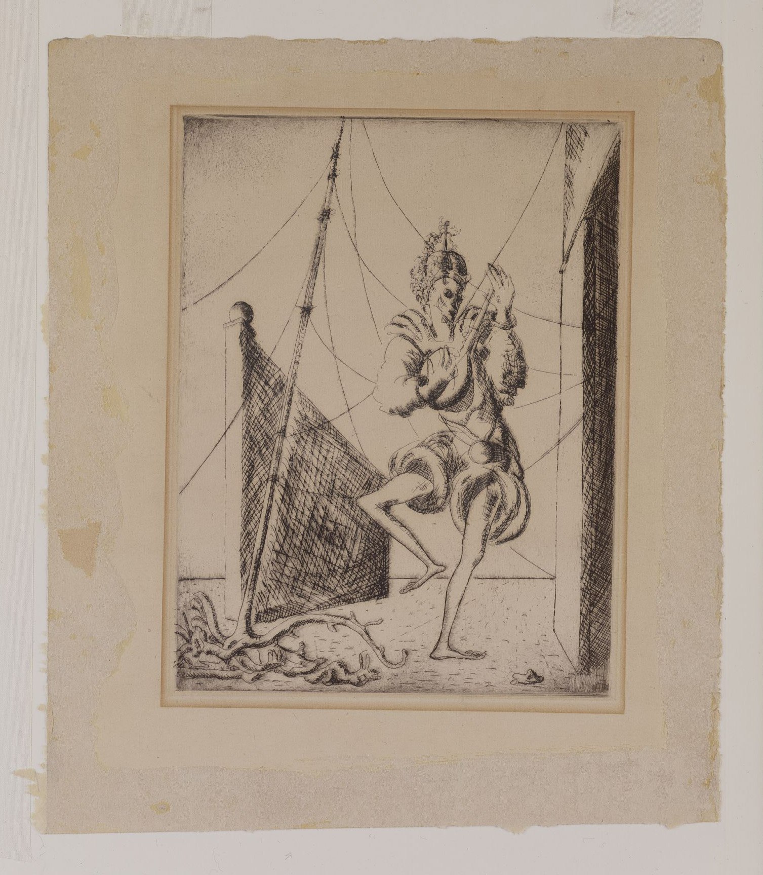 Figure with Mandoline, etching, 1940.