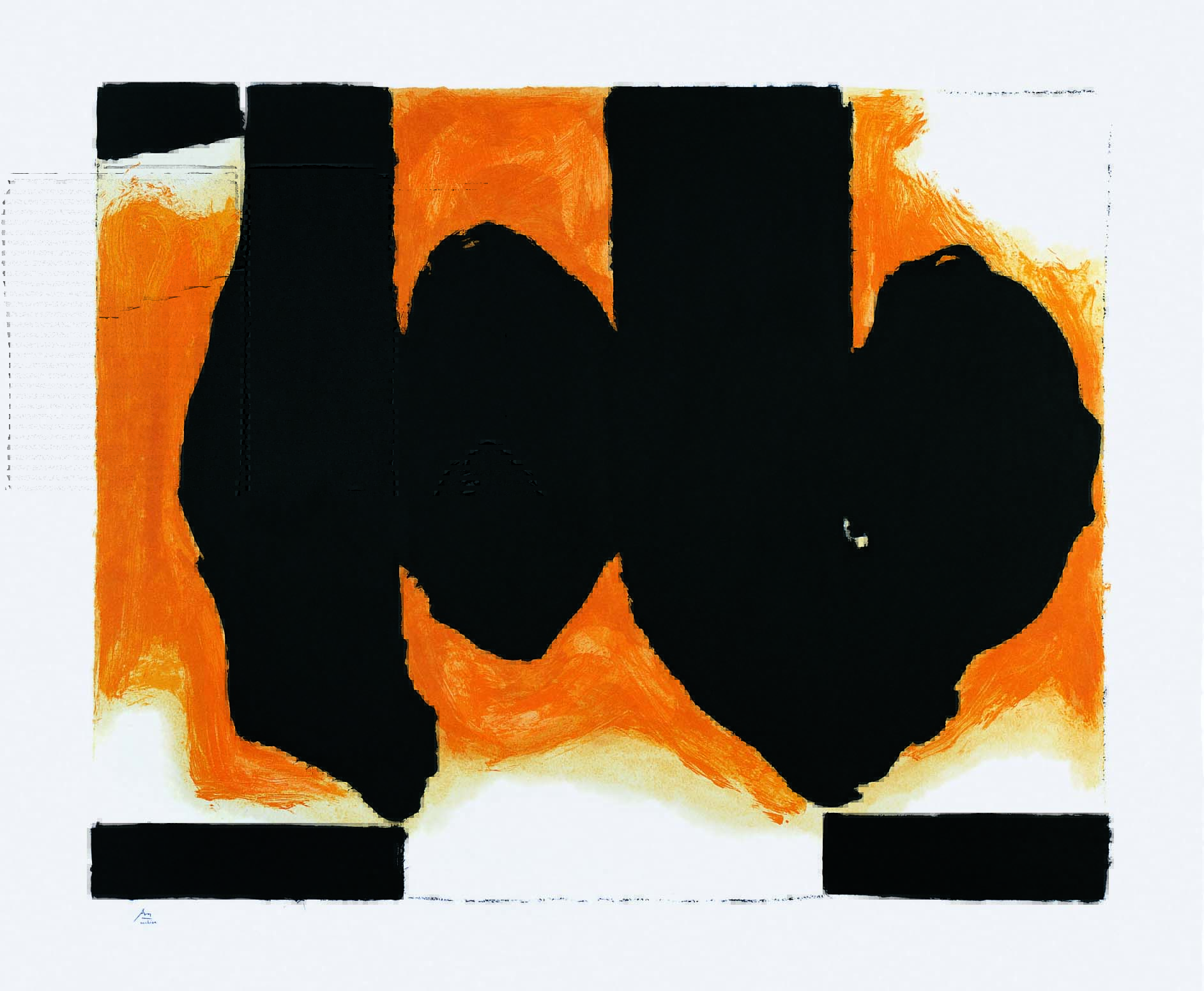 Burning Elegy, 1991. Lithograph with hand coloring, 52 ½ x 63 1/14 inches (133.4 x 160.7 cm)