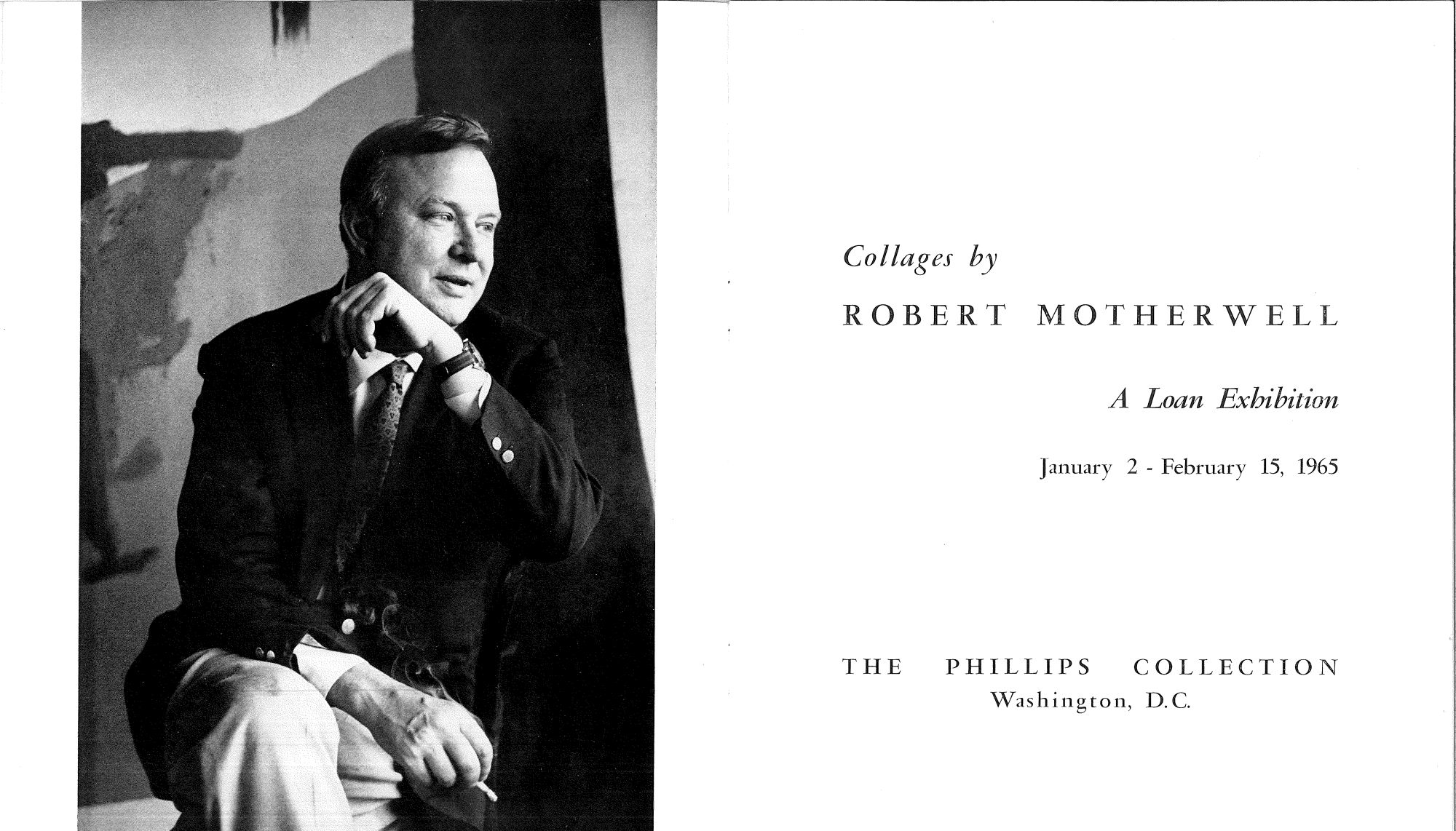 Title page of the catalogue for Collages by Robert Motherwell at the Phillips Collection, Washington, D.C.
