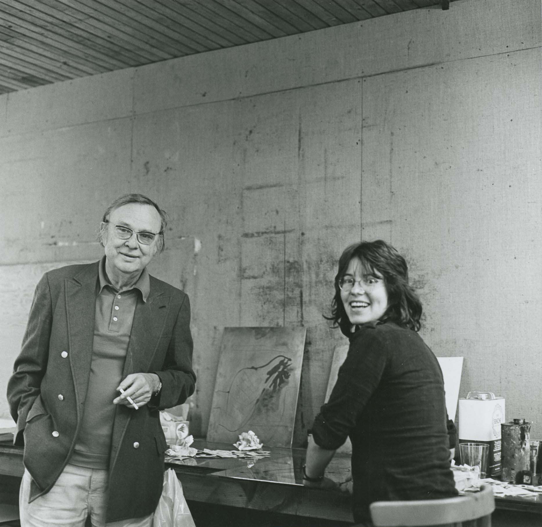 Motherwell and Catherine Mosley in his Greenwich studio, November 1973