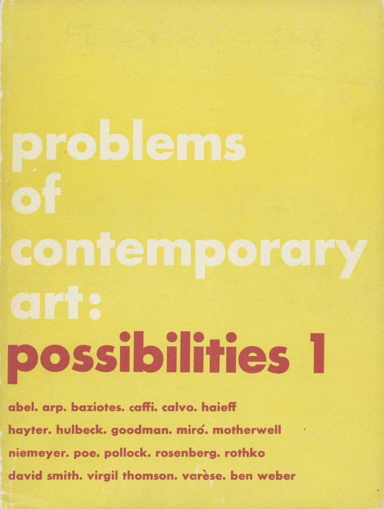the cover for Possibilities 1 with white and red font on a yellow background