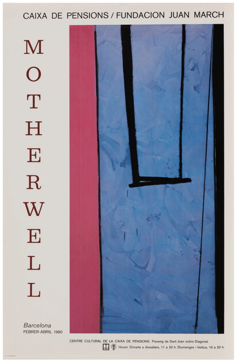 Poster for the exhibition Motherwell, 1980. Features an image of a painting from Mothwerwell's Open Series on a white background.
