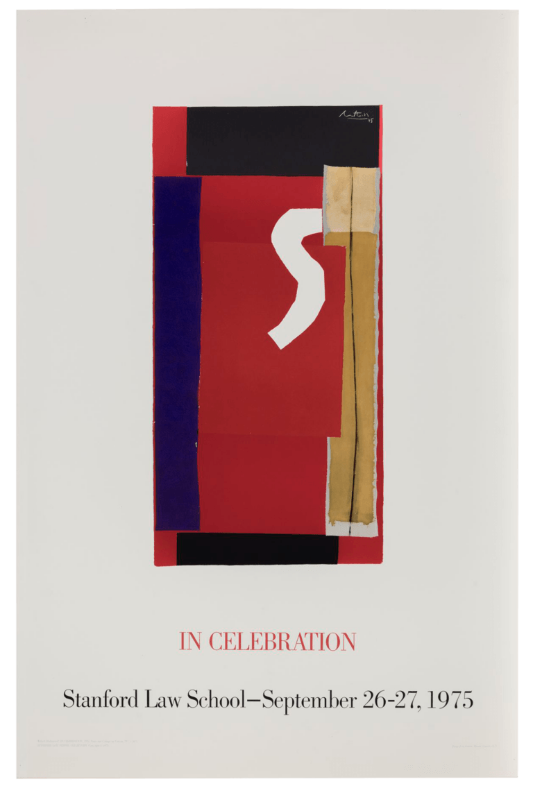 Stanford Law School Poster featuring an image of Motherwell's collage "in Celebration", 1975.