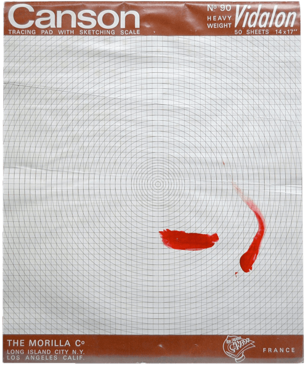 Canson tracing pad with two smears of red paint