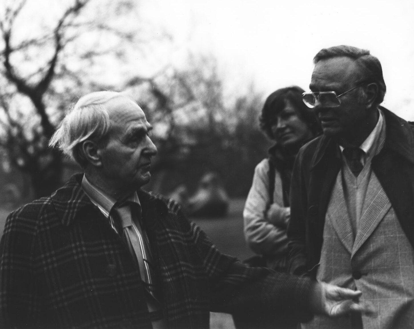 Motherwell and sculptor Henry Moore, Hertfordshire, England, January 1978