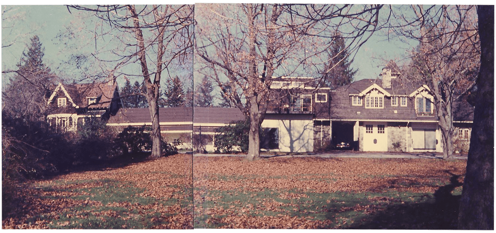 Motherwell’s Greenwich home and studios in two joined snapshots, circa 1975