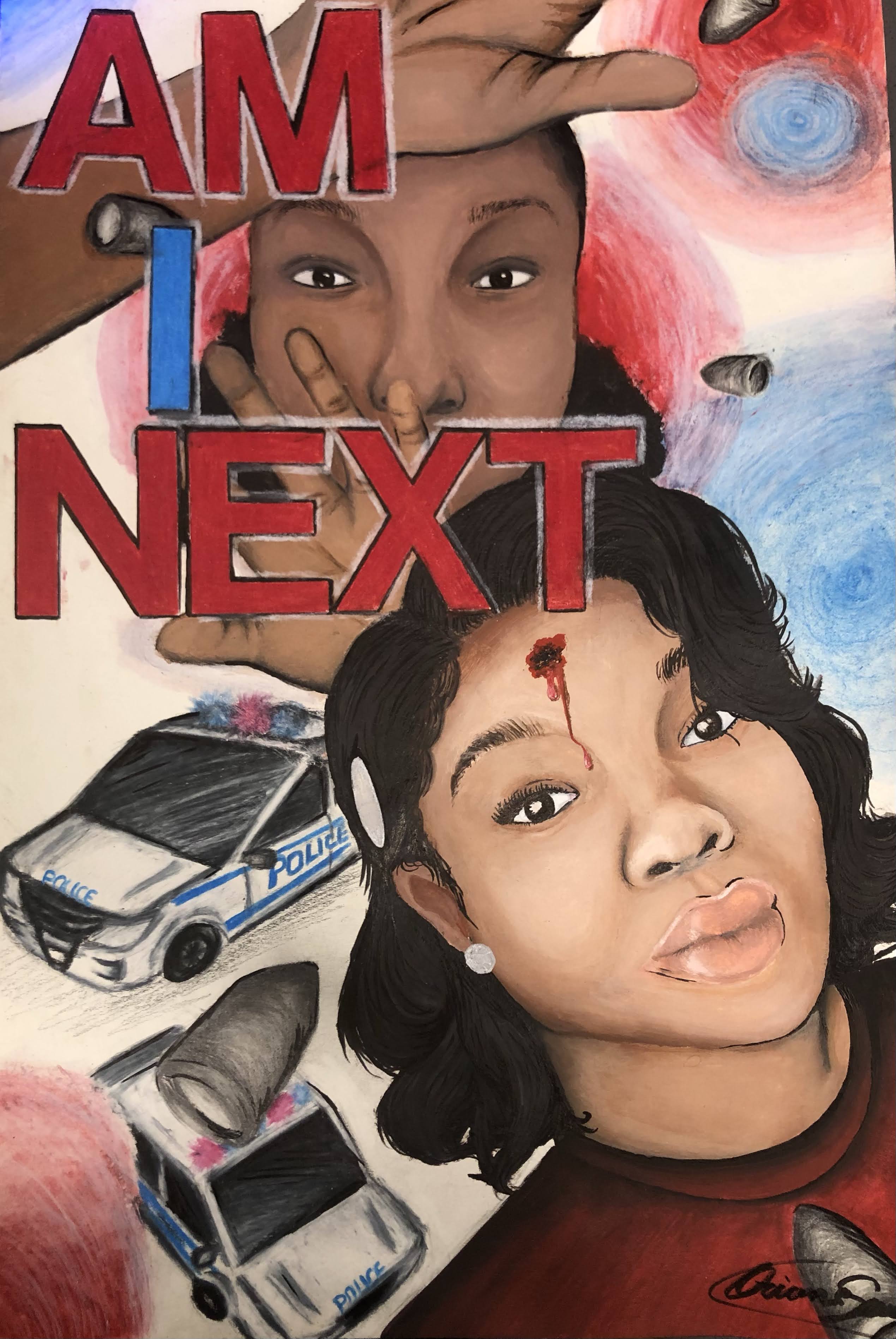 A portrait of Breonna Taylor with the text "Am I next"