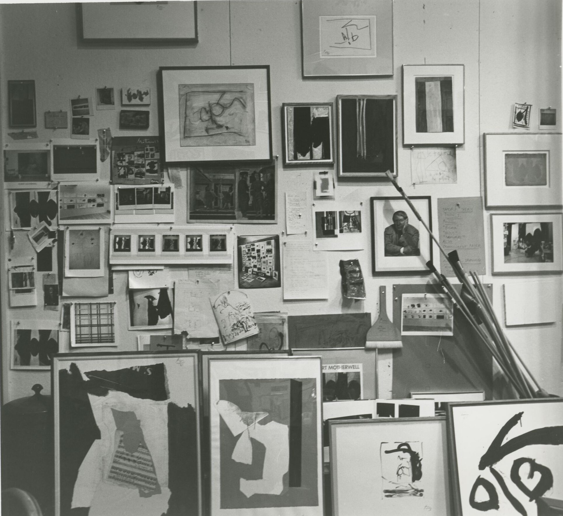 A crowded wall in Motherwell's studio