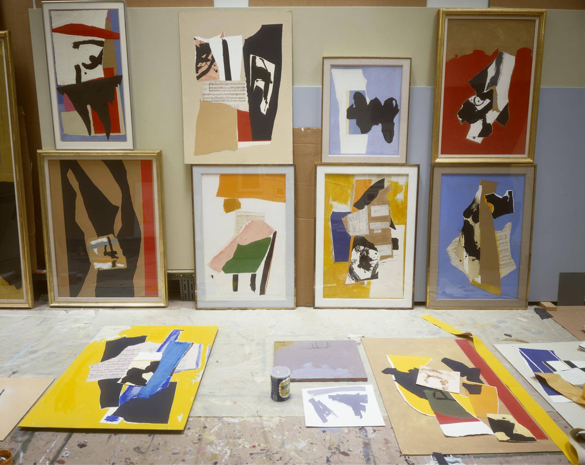 Collages arranged in Robert Motherwell's studio in Spring of 1984