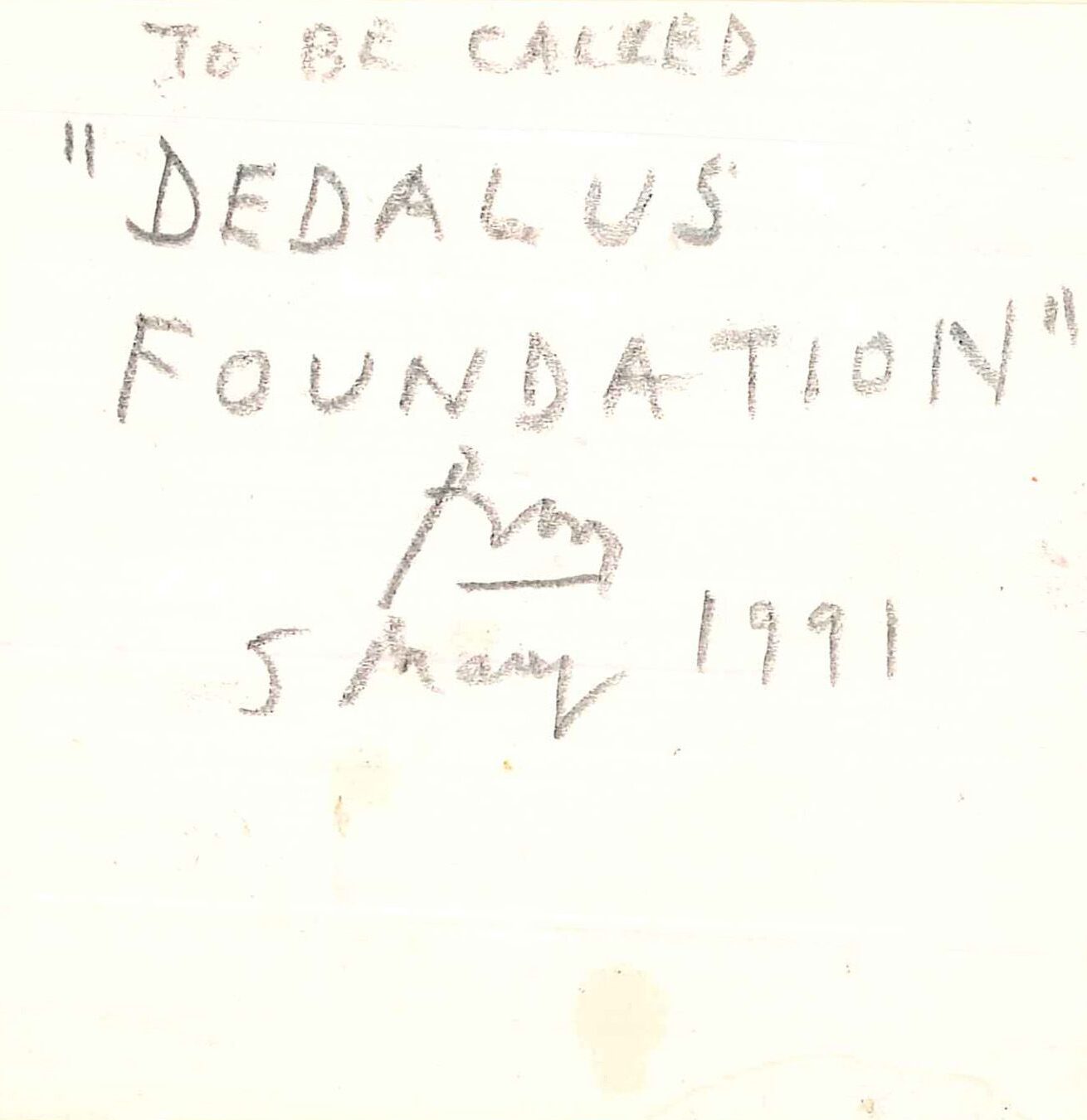 Note from Motherwell regarding the naming of his foundation, May 1991