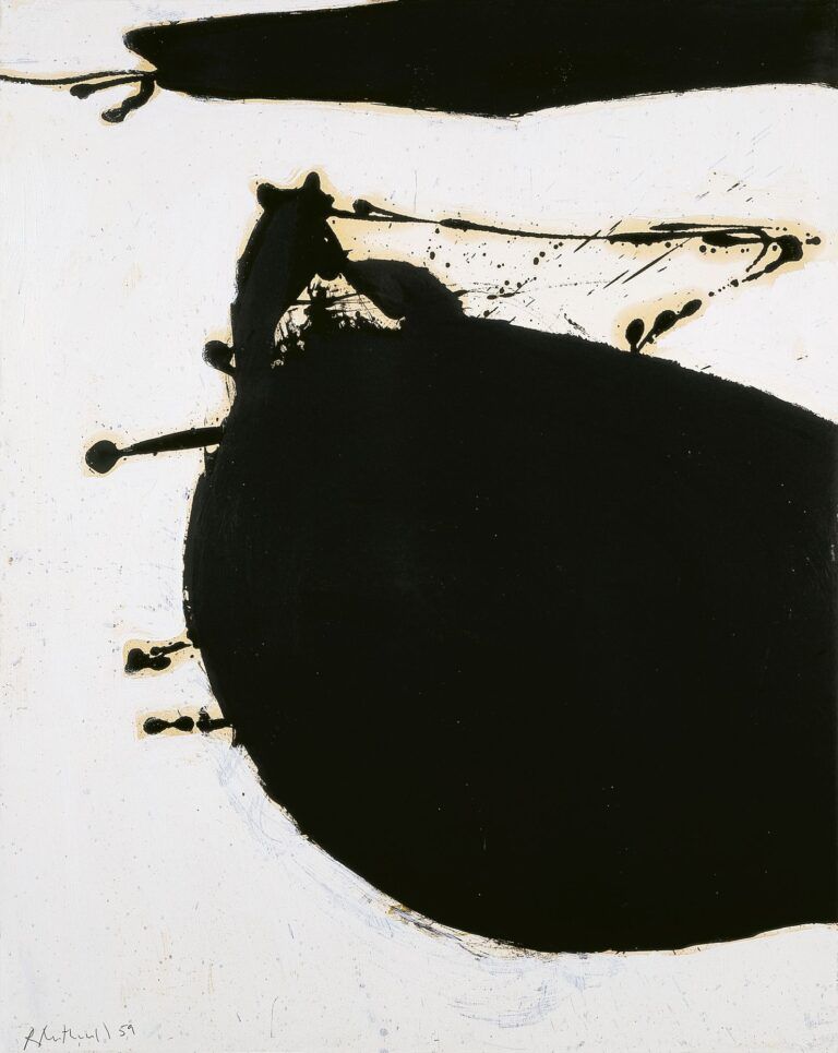 The Black Sun, 1959, oil on paper mounted on paperboard, 28 3/4 ✕ 22 3/4 in. (73 ✕ 57.8 cm)