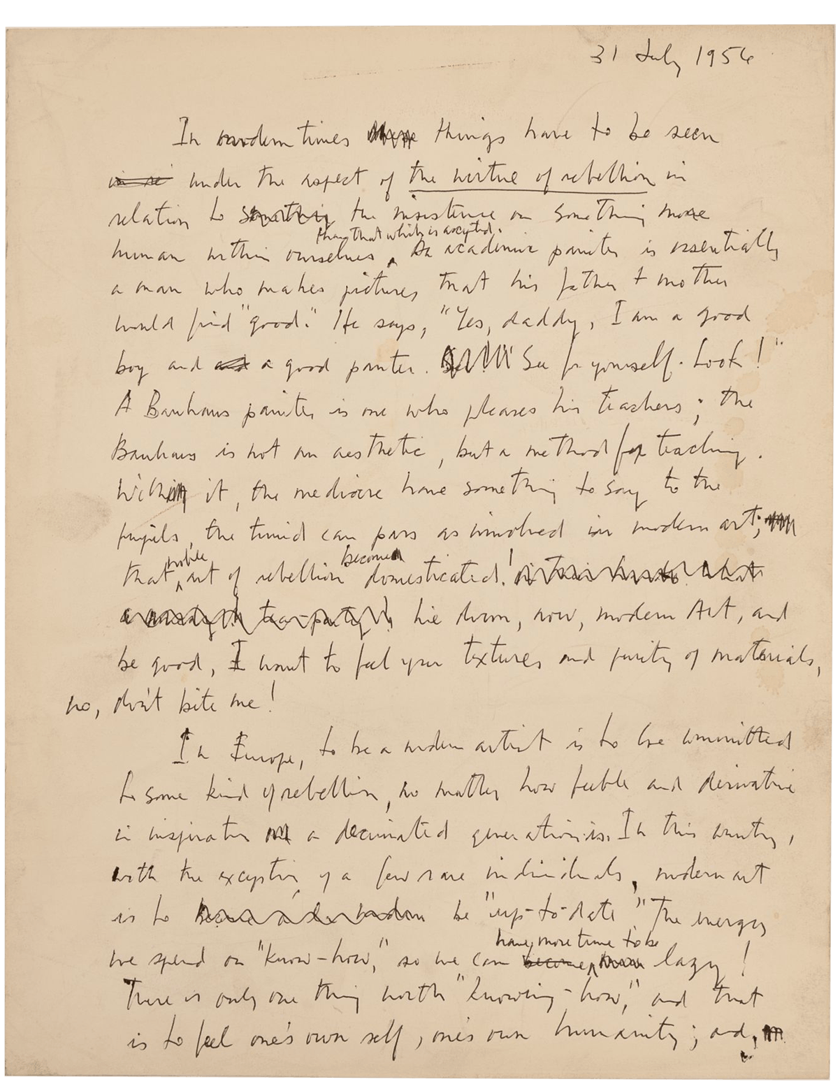 A handwritten manuscript from 1956
