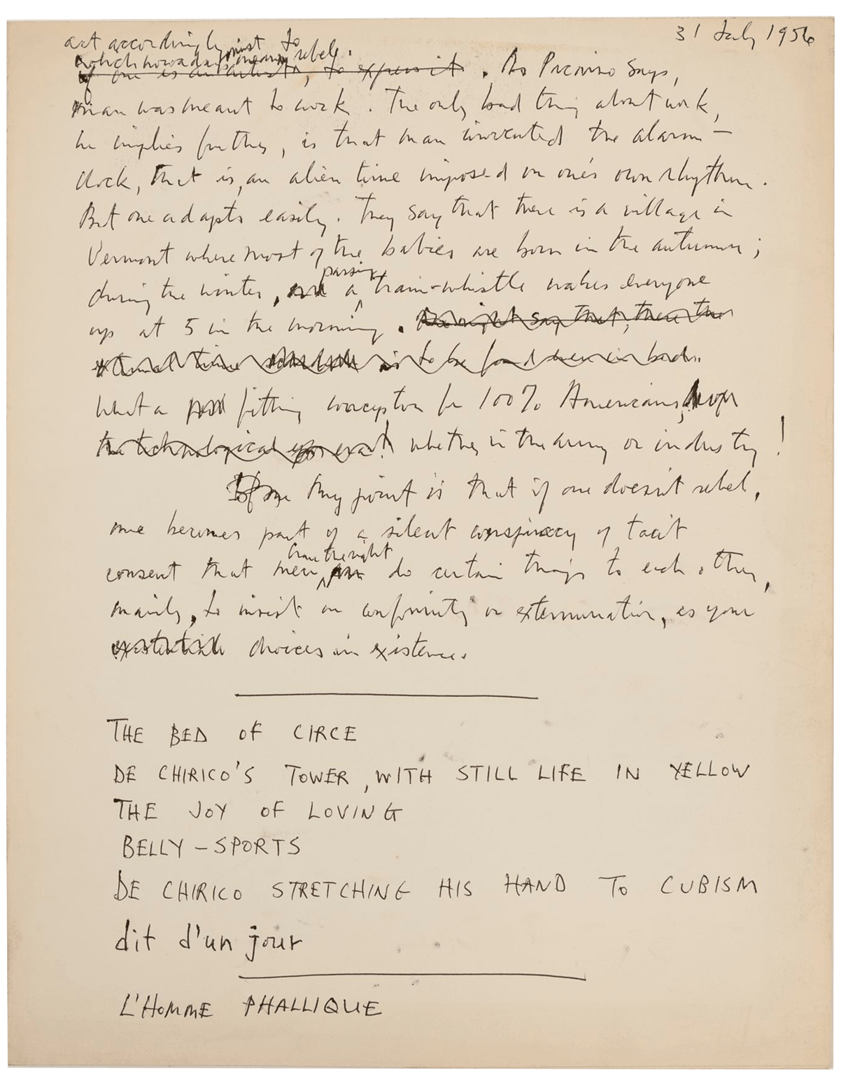 A handwritten manuscript from 1956