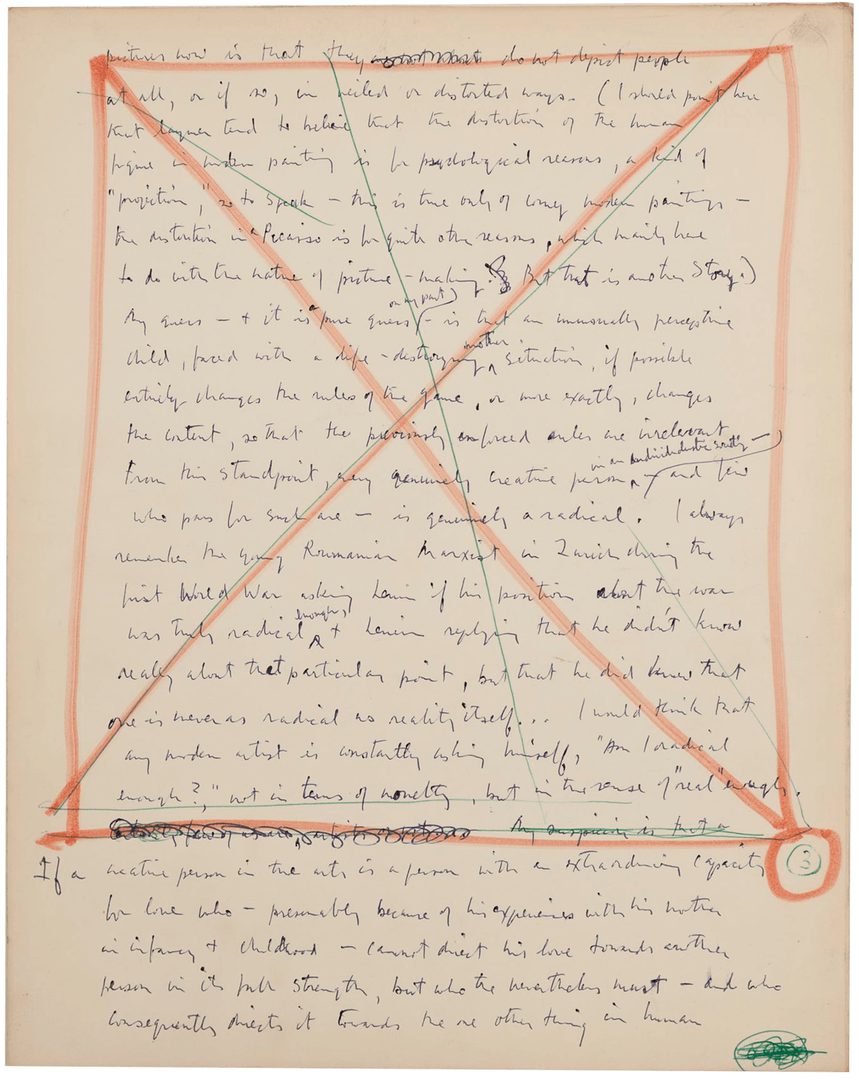 A page from Motherwell's draft of "A Process of Painting", 1963