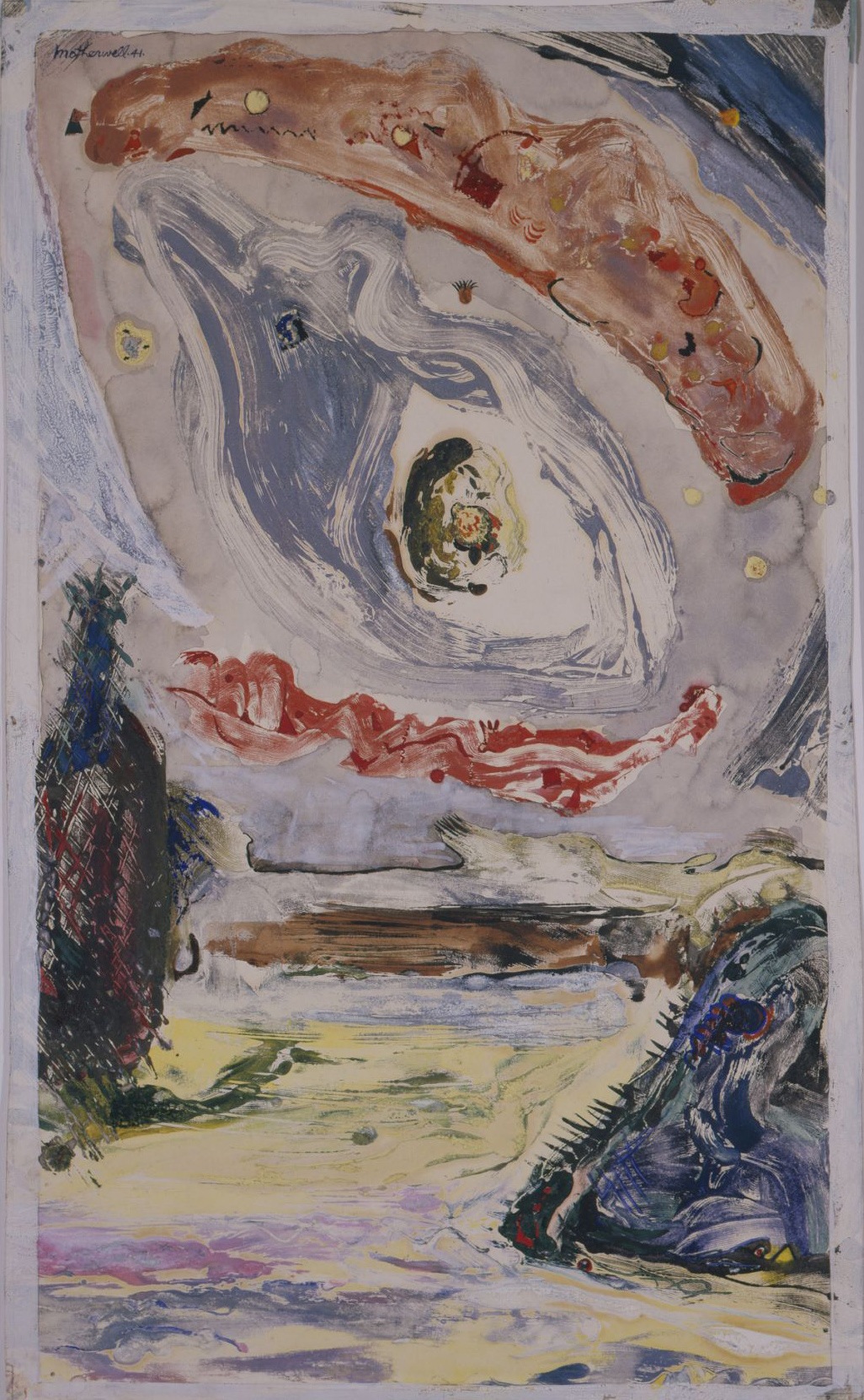 Untitled, 1941. Monoprint and paint on paper, 20 x 12 1/8 inches (50.8 x 30.8 cm)