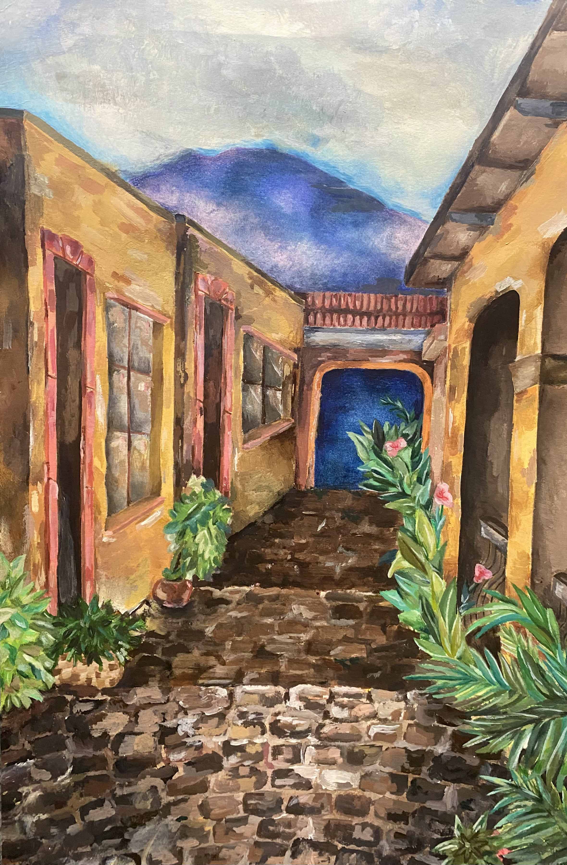 A painting of a courtyard